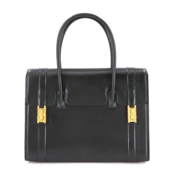 HERMES Drug 27 Hand Bag Box Calf Black Purse 90278553 - Picture 1 of 11